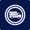 Logo of the FTH research project showing a truck and the letters FTH.